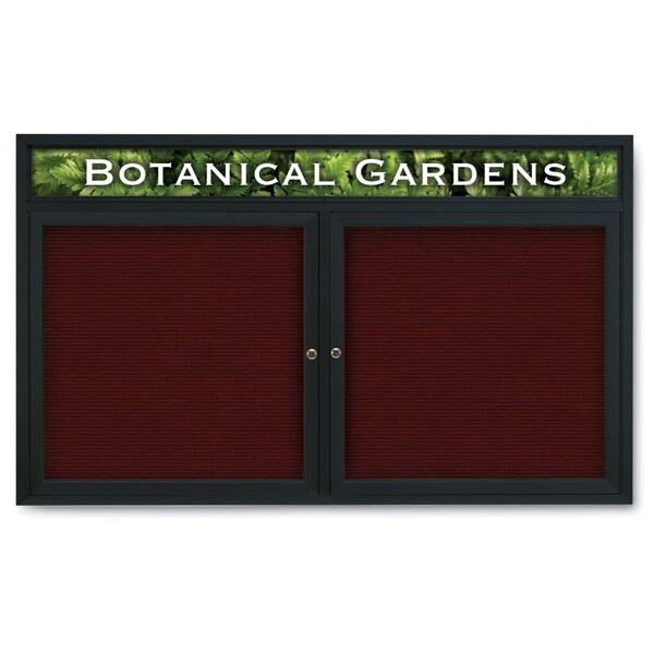 United Visual Products Indoor Enclosed Combo Board, 42"x32", Black Frame/Blue & Rubber UVCB4232B-BLUE-RUBBER - main